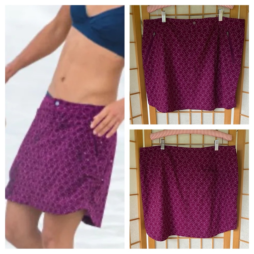 Title Nine Rogue Deep Berry Print Activewear Skirt SZ 14